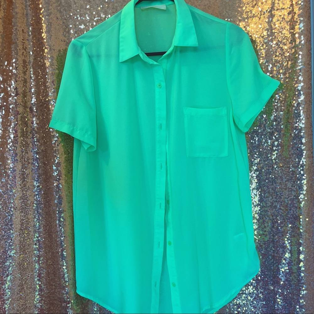 Elodie Light Green/Neon Green Blouse, size M
